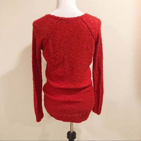 Red open Knit Sweater Size Small - Picture 3 of 4